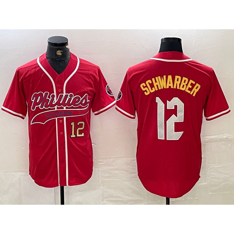 Boles  Philadelphia Phillies #12 Kyle Schwarber Red  2024 City Connect Limited Stitched Jersey 3