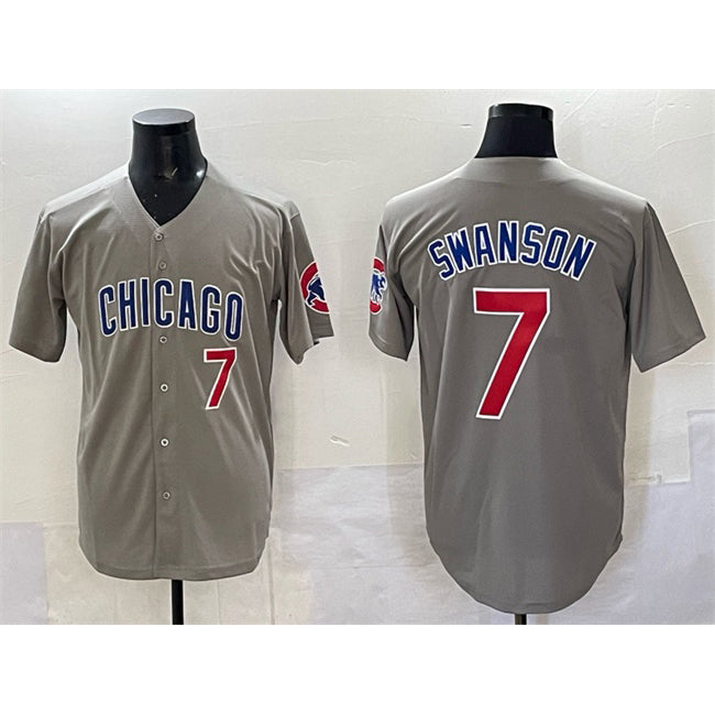 Boles  Chicago Cubs #7 Dansby Swanson Gray  Limited Stitched Jersey