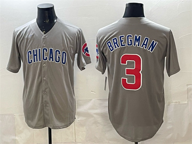 Boles  Chicago Cubs #3 Alex Bregman Grey  Limited Stitched Jersey