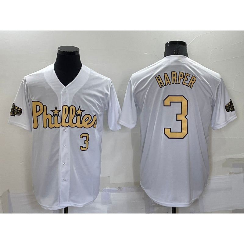 Boles  Philadelphia Phillies #3 Bryce Harper Number White  2022 All Star Stitched Cool Base Jersey