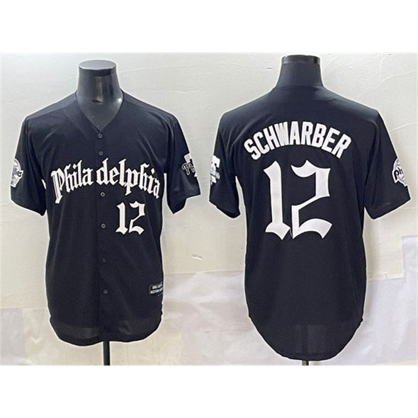 Boles  Philadelphia Phillies #12 Kyle Schwarber Black  Gothic Vapor Limited Stitched Jersey