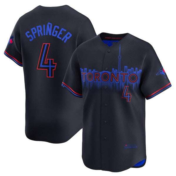 Boles  Toronto Blue Jays #4 George Springer Black  2024 City Connect Limited Stitched Jersey