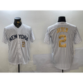 Boles  New York Yankees #2 Derek Jeter White  Pinstripe Fashion Cool Base Jerseys