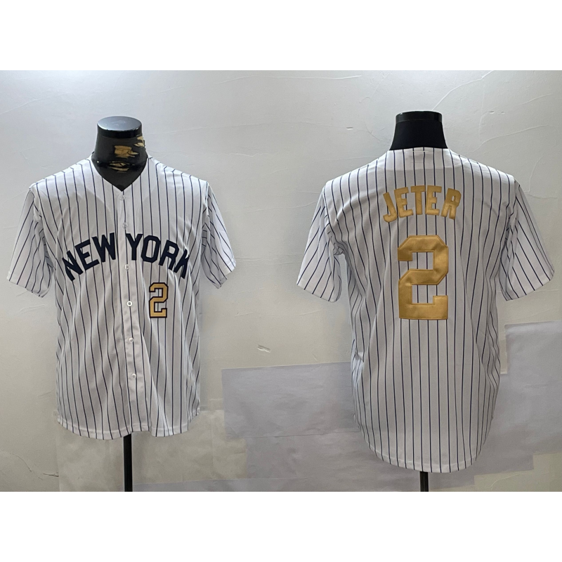 Boles  New York Yankees #2 Derek Jeter White  Pinstripe Fashion Cool Base Jerseys