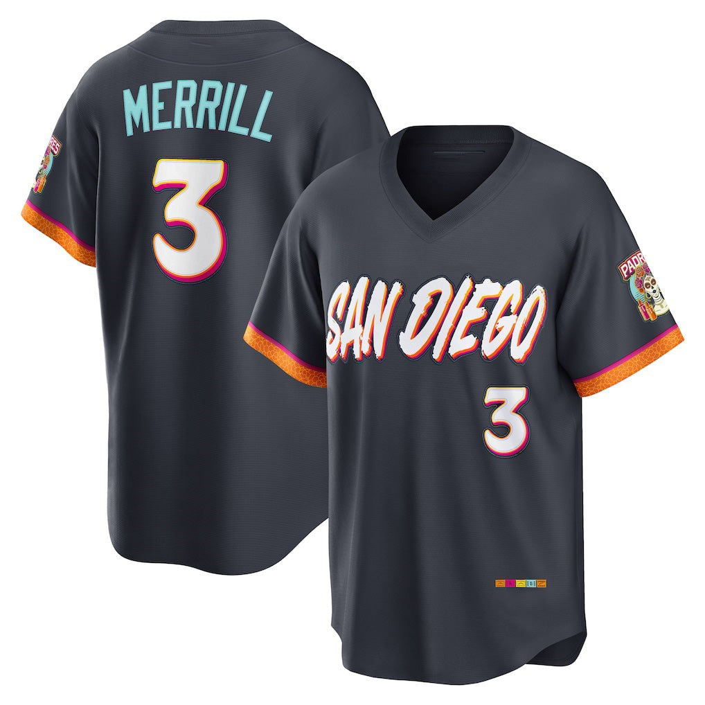 Boles  San Diego Padres #3 Jackson Merrill Obsidian  2026 City Connect Stadium Jersey