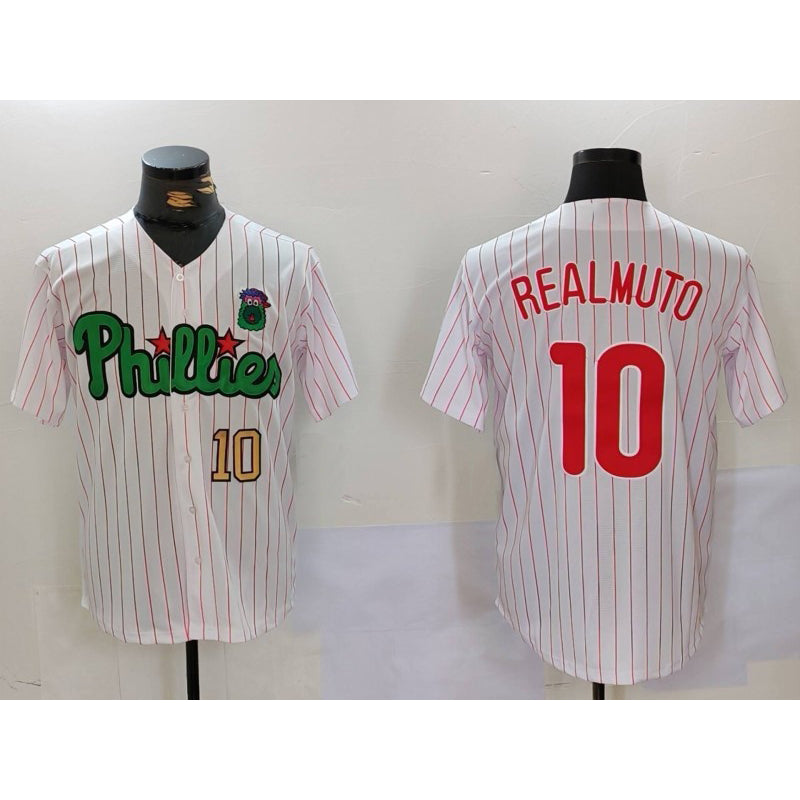 Boles  Philadelphia Phillies #10 J.T. Realmuto White Green  Cool Base Stitched Jerseys