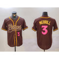 Boles  San Diego Padres #3 Jackson Merrill Brown  Cool Base Stitched Jersey 2