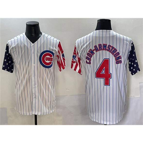 Boles  Chicago Cubs #4 Pete Crow-Armstrong White  Pinstripe 2025 Independence Day Vapor Premier Limited Stitched Jersey