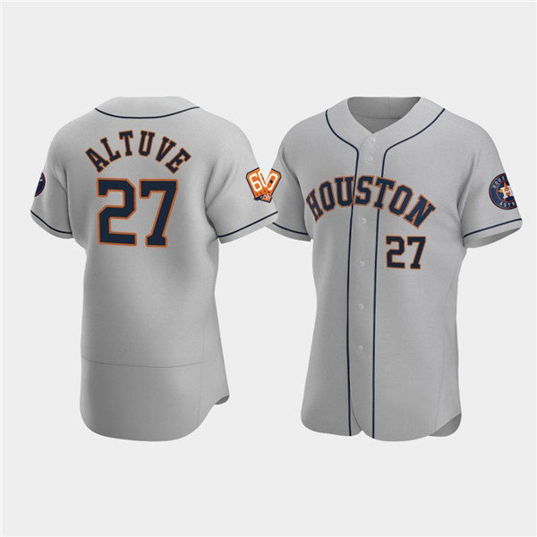 Boles Houston Astros #27 Jose Altuve Gray  60th Anniversary Flex Base Stitched Jersey