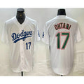 Boles Los Angeles Dodgers #17 Shohei Ohtani Number White Green  Stitched Cool Base Jerseys