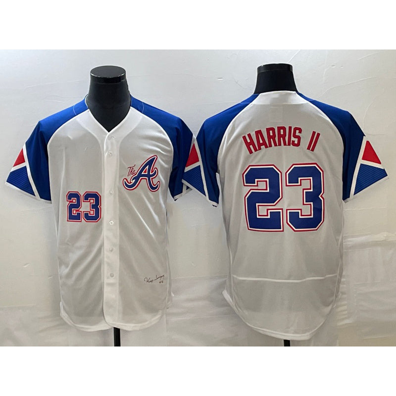 Boles Atlanta Braves #23 Michael Harris II Number White  2023 City Connect Flex Base Stitched Jersey 2