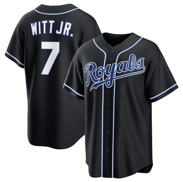 Boles  Kansas City Royals #7 Bobby Witt Jr. Black  Out Stitched Jersey