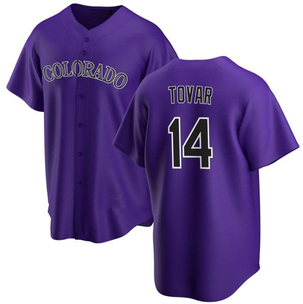 Boles  Colorado Rockies #14 Ezequiel Tovar Purple  Cool Base Stitched Jersey