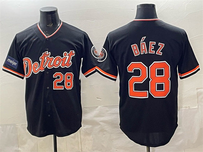 Boles Detroit Tigers #28 Javier B¨¢ez Black  2026 Meijer Patch Alternate Vapor Premier Limited Stitched Jersey