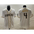 Boles  Arizona Diamondbacks #4 Ketel Marte White  Gold Cool Base Stitched Jersey