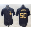 Boles Los Angeles Dodgers #50 Mookie Betts Black Gold  Cool Base Stitched Jersey