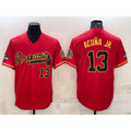 Boles Atlanta Braves #13 Ronald Acuna Jr Red Gold  World Series Champions Program Cool Base Stitched Jersey