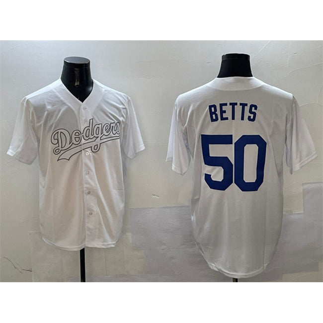 Boles Los Angeles Dodgers #50 Mookie Betts White  Fashion Cool Base Stitched Jersey