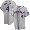 Boles  New York Mets #4 Francisco ¨¢lvarez Gray  2023 Cool Base Stitched Jersey