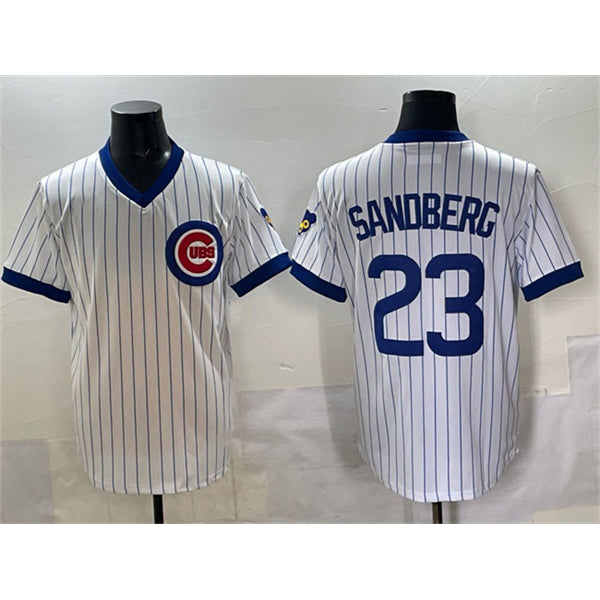 Boles  Chicago Cubs #23 Ryne Sandberg White  Throwback Stitched Jersey