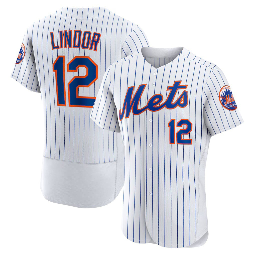 Boles  New York Mets #12 Francisco Lindor White  Home Authentic Player Jersey