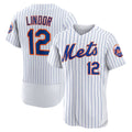 Boles  New York Mets #12 Francisco Lindor White  Home Authentic Player Jersey