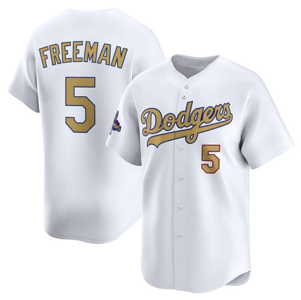 Boles Los Angeles Dodgers #5 Freddie Freeman White  2025 Gold Collection Limited Stitched Jersey