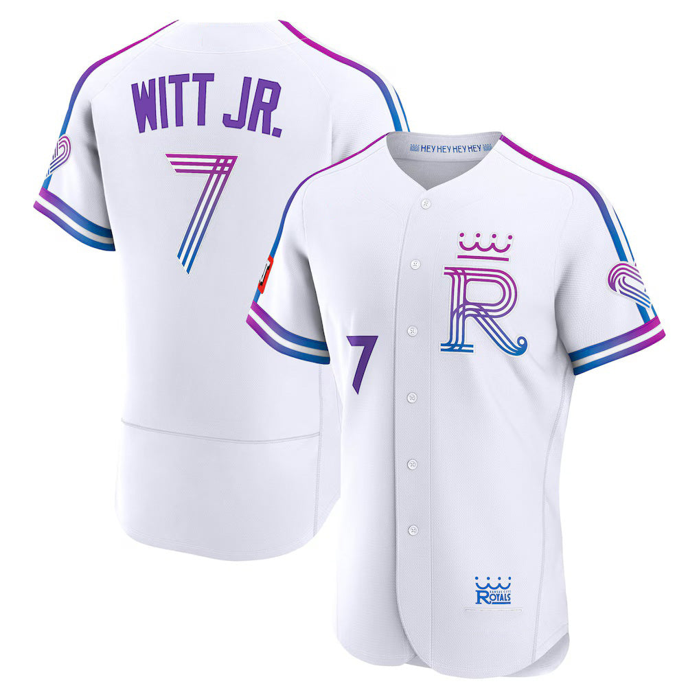 Boles  Kansas City Royals #7 Bobby Witt Jr. White  2026 City Connect Authentic Sponsor Patch Jersey