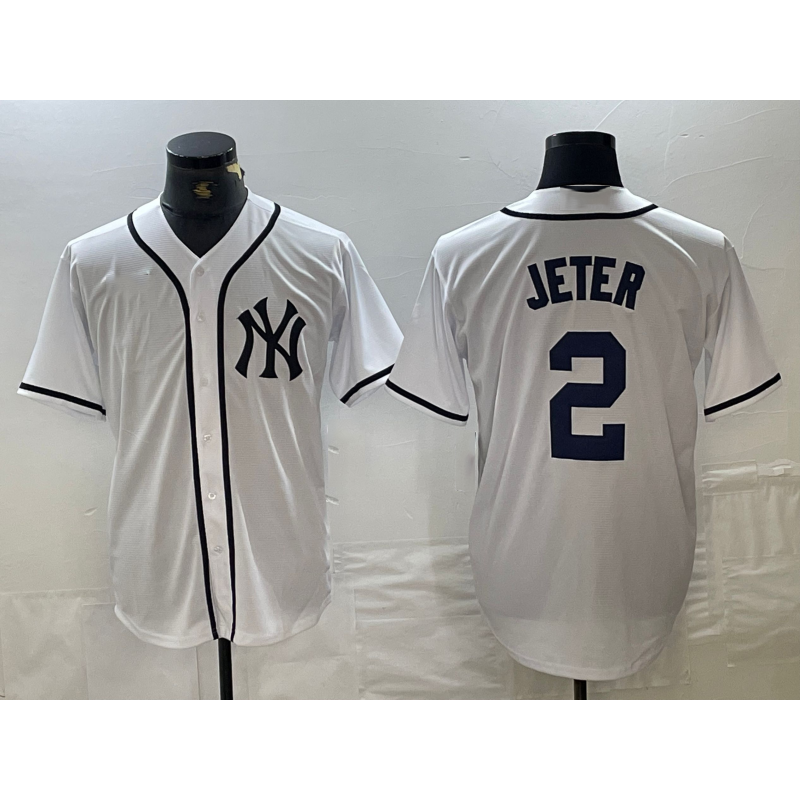 Boles  New York Yankees #2 Derek Jeter White  Fashion Cool Base Jersey