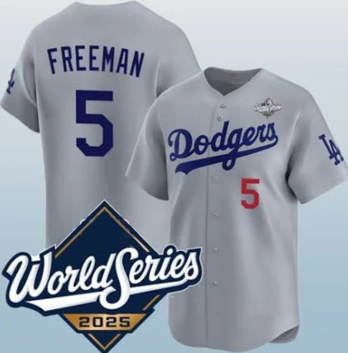 Boles Los Angeles Dodgers #5 Freddie Freeman Gray  2025 World Series Limited Stitched Jersey