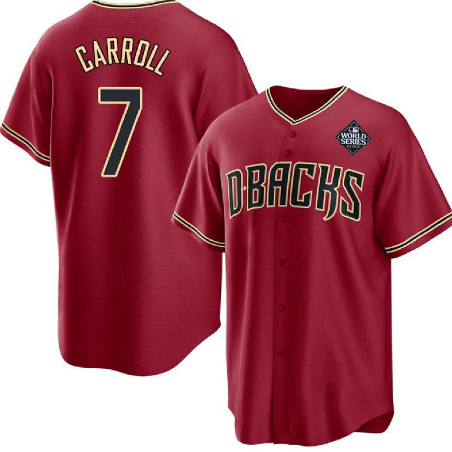 Boles  Arizona Diamondbacks #7 Corbin Carroll Red  2023 World Series Cool Base Stitched Jersey