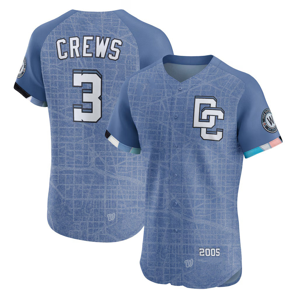 Boles  Washington Nationals #3 Dylan Crews Blue  2025 City Connect Elite Player Jersey