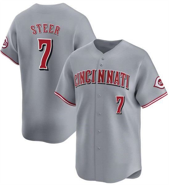 Boles Cincinnati Reds #7 Spencer Steer Gray  Away Limited Stitched Jersey