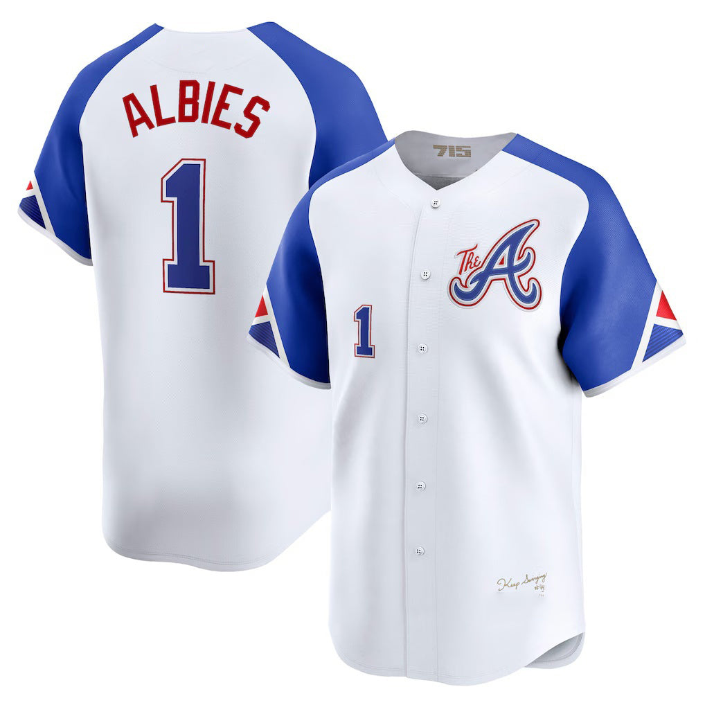 Boles Atlanta Braves #1 Ozzie Albies White  City Connect Limited Player Jersey