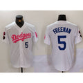 Boles Los Angeles Dodgers #5 Freddie Freeman White Pink  Vin & Kobe Patch Stitched Jersey1
