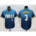 Boles  Philadelphia Phillies #3 Bryce Harper Number Blue  2024 City Connect Limited Stitched Jersey