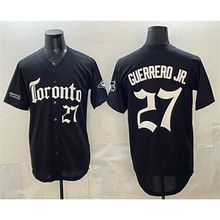 Boles  Toronto Blue Jays #27 Vladimir Guerrero Jr Black  Gothic North Edition Limited Stitched Jersey