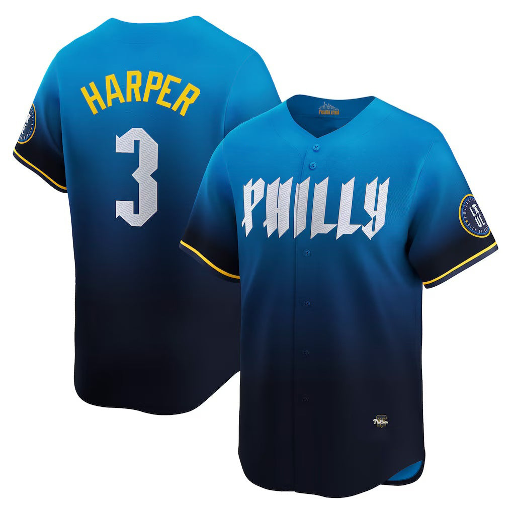 Boles  Philadelphia Phillies #3 Bryce Harper Blue  City Connect Limited Player Jersey