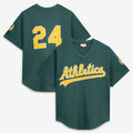 Boles  Oakland Athletics  #24 Rickey Henderson Mitchell & Ness Green  Authentic Batting Practice Jersey