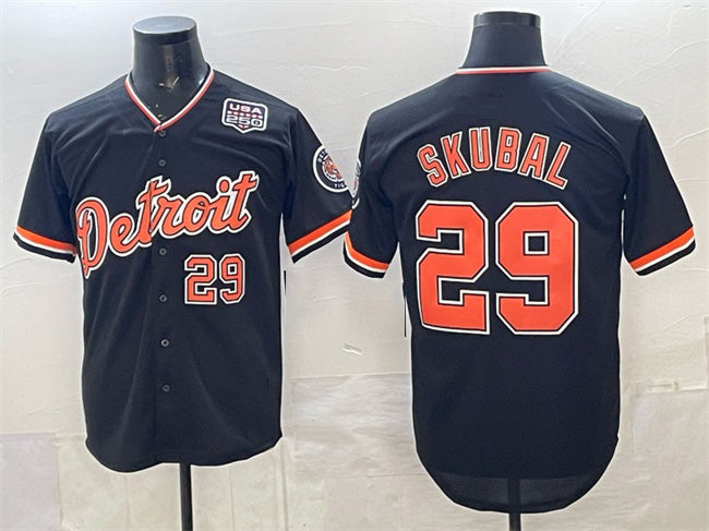 Boles Detroit Tigers #29 Tarik Skubal Navy  2026 Alternate USA 250' Patch Vapor Premier Limited Stitched Jersey