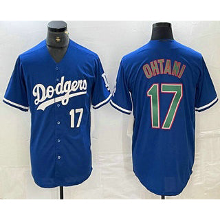Boles Los Angeles Dodgers #17 Shohei Ohtani Number Blue Green  Stitched Cool Base Jerseys