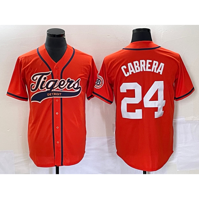 Boles Detroit Tigers #24 Miguel Cabrera Orange  Cool Base Stitched Jersey
