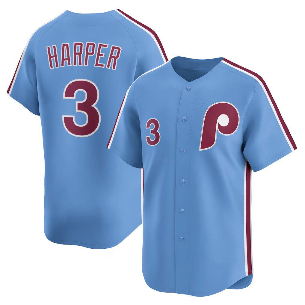Boles  Philadelphia Phillies #3 Bryce Harper Light Blue  Alternate Limited Player Jersey