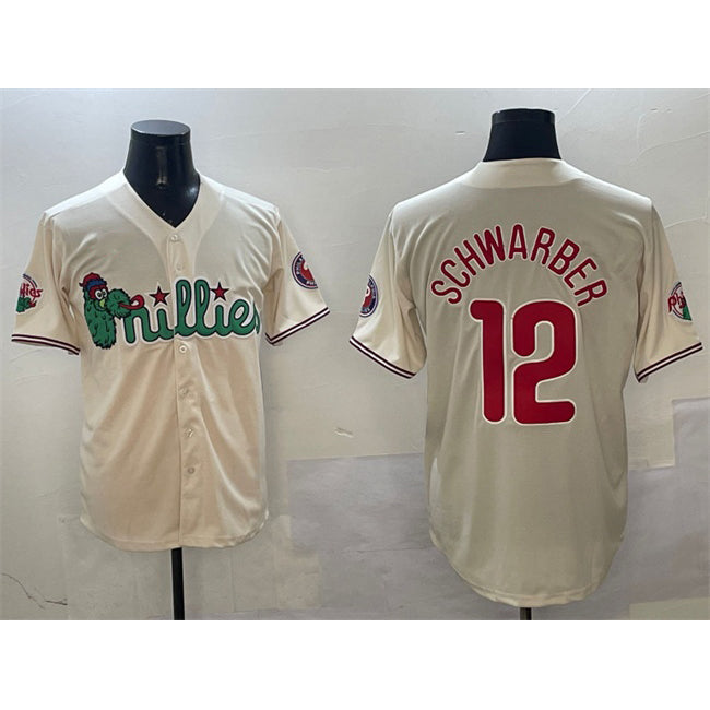 Boles  Philadelphia Phillies #12 Kyle Schwarber Cream  Phanatic Limited Stitched Jersey
