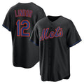 Boles  New York Mets #12 Francisco Lindor Black  Alternate Replica Jersey