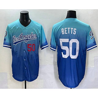 Boles Los Angeles Dodgers #50 Mookie Betts Blue  2025 City Connect Limited Stitched Jersey