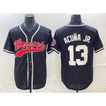Boles Atlanta Braves #13 Ronald Acuna Jr Black  Cool Base Stitched Jersey 2