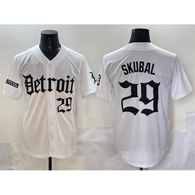 Boles Detroit Tigers #29 Tarik Skubal White  'Motor Gothic Edition' Vapor Premier Limited Stitched Jersey