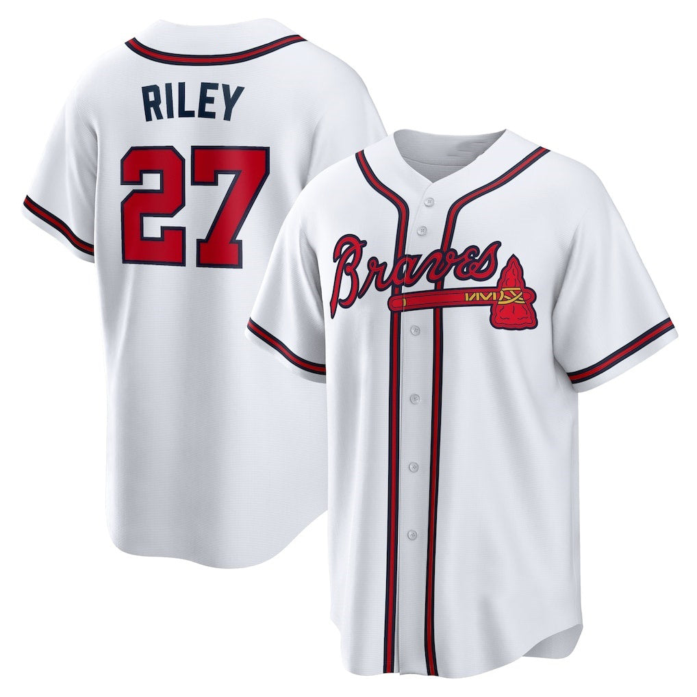 Boles Atlanta Braves #27 Austin Riley White  Home Replica Player Jersey