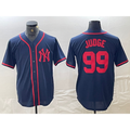 Boles  New York Yankees #99 Aaron Judge Navy Red  Fashion Cool Base Jersey